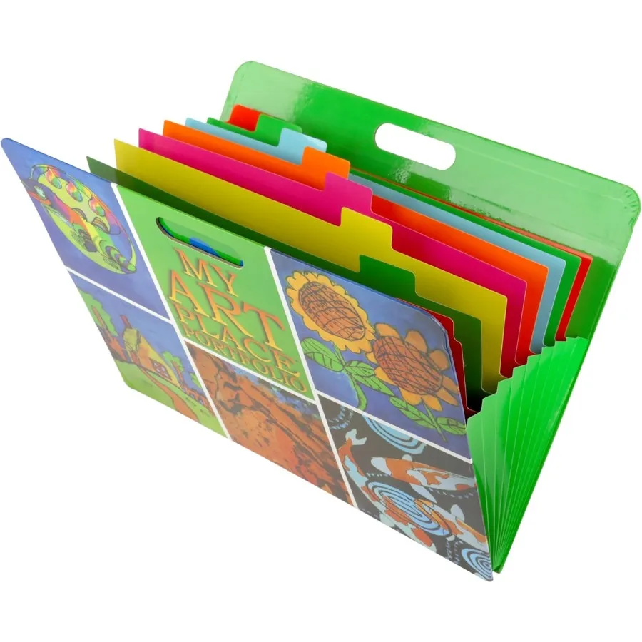 

HearthSong My Art Place Expandable Color-Tabbed Portable Art Storage Portfolio with Decorative Frame 19 x 15 for Artists and Cr