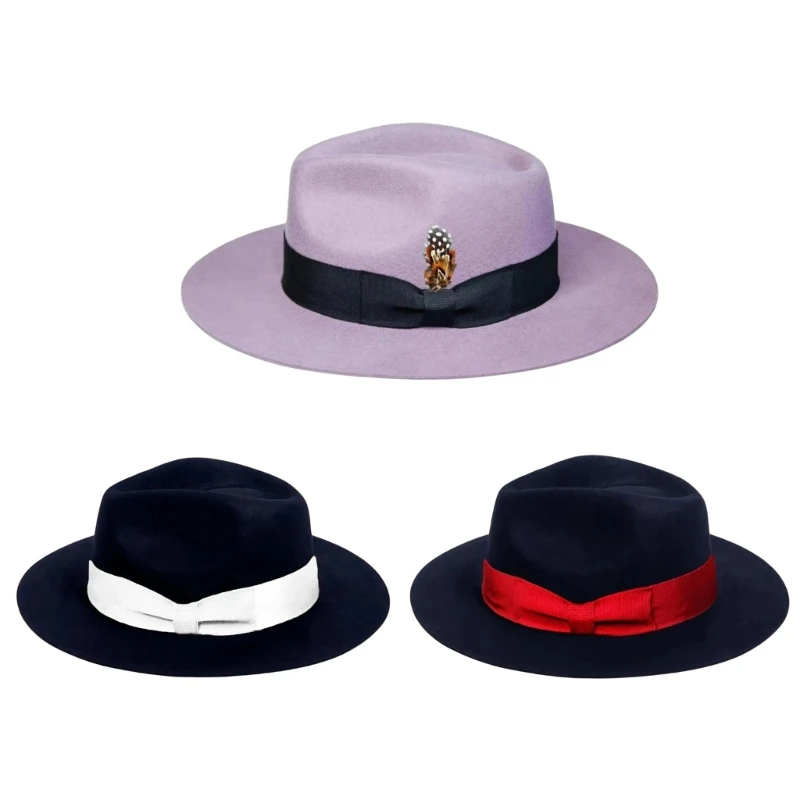 

Sophisticated Bowknot Hats Breathable Multifunctional Hat Solid Color Felted Hat Drop shipping