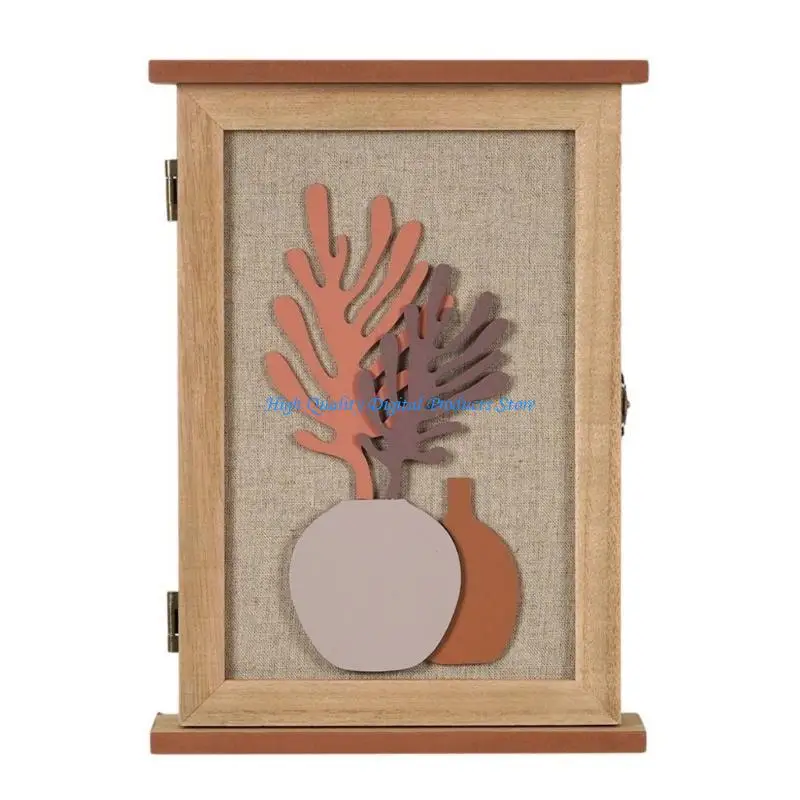 

U2JE Wooden Organizers Wall Mounted 6 Hook Lockable Design for Entry Hallway