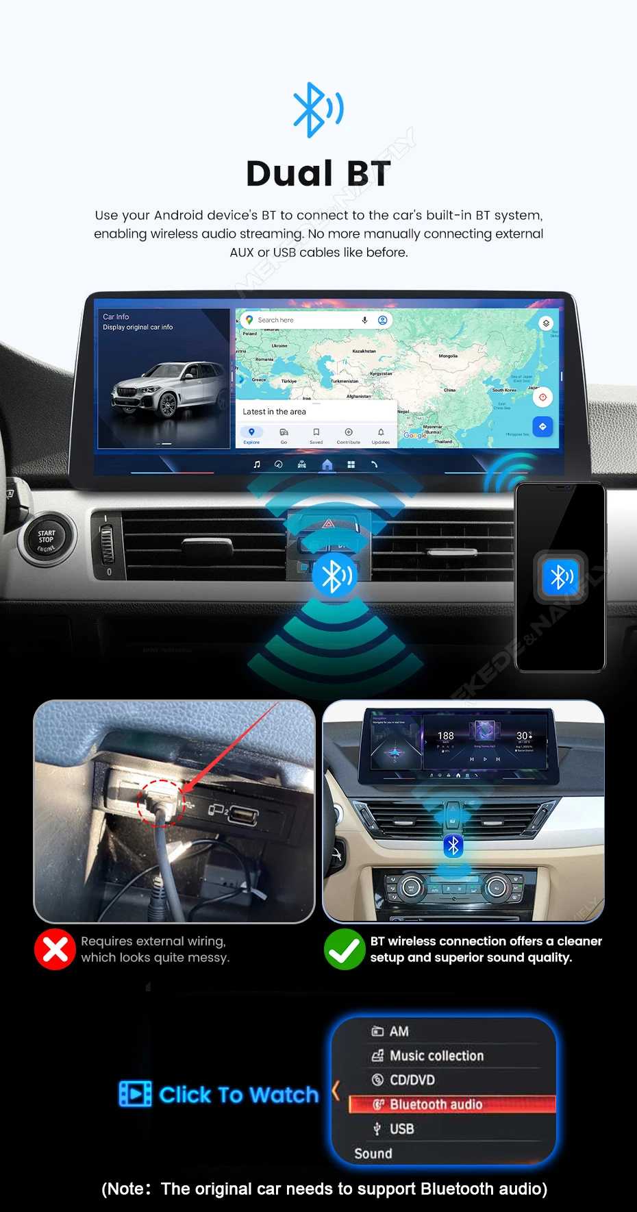 MEKEDE Android 14 Wireless CarPlay Auto Dual BT Auto-Multimedia-Player für BMW 2er F45 F46 F87 Snapdragon QLED 4G LTE WiFi – Detail 14