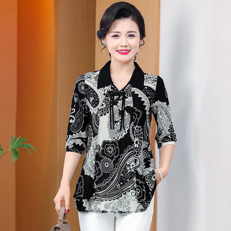 Women\'s Classical Lapel Top 2024 Summer Short Sleeved Plus Size Shirt Classical European Style New Casual Top Summer Clothing