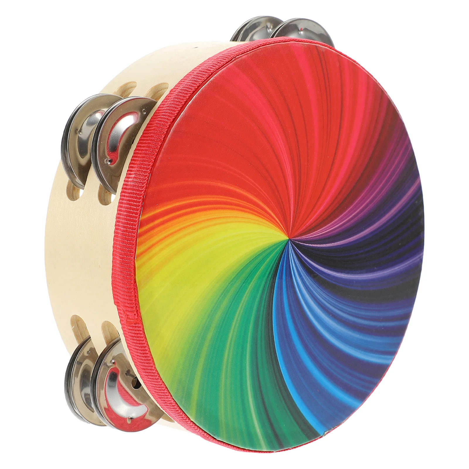 

Double Row of Rainbow Ring Drums Musical Instruments Percussion Standing Tambourine Machines Hand Congas Church Handheld