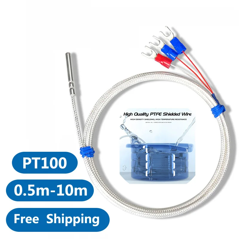 Termopar de do Sensor de Temperatura Pt100 com 0.5 10 10m Cabo Temperatura Que Detecta a Alta Temperatura à Prova Impermeável Água Aço Inoxidável