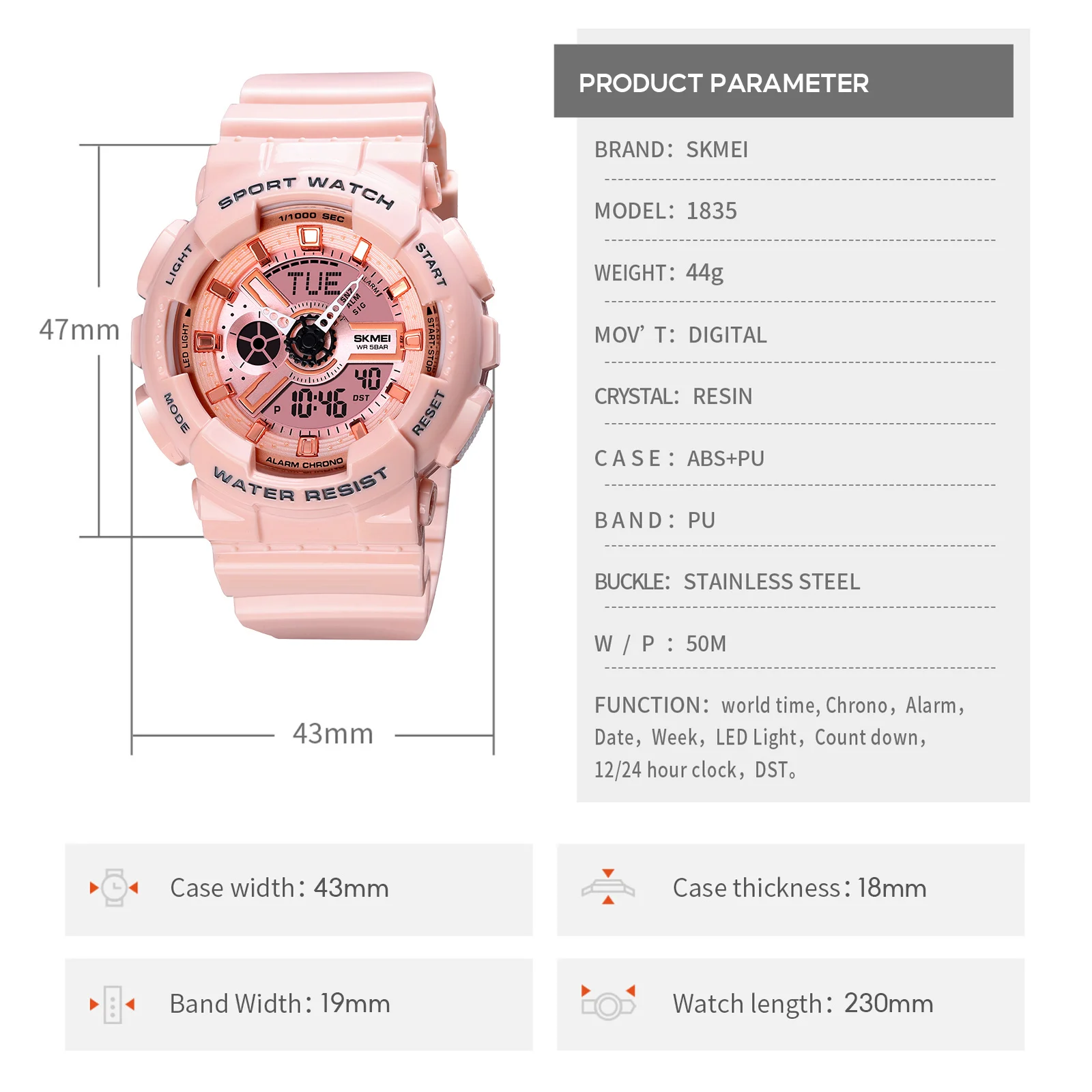 SKMEI World Time LED Light Electronics Watches للرجال والنساء ساعة كوارتز رياضية مقاومة للماء ساعات المعصم Horloges Mannen