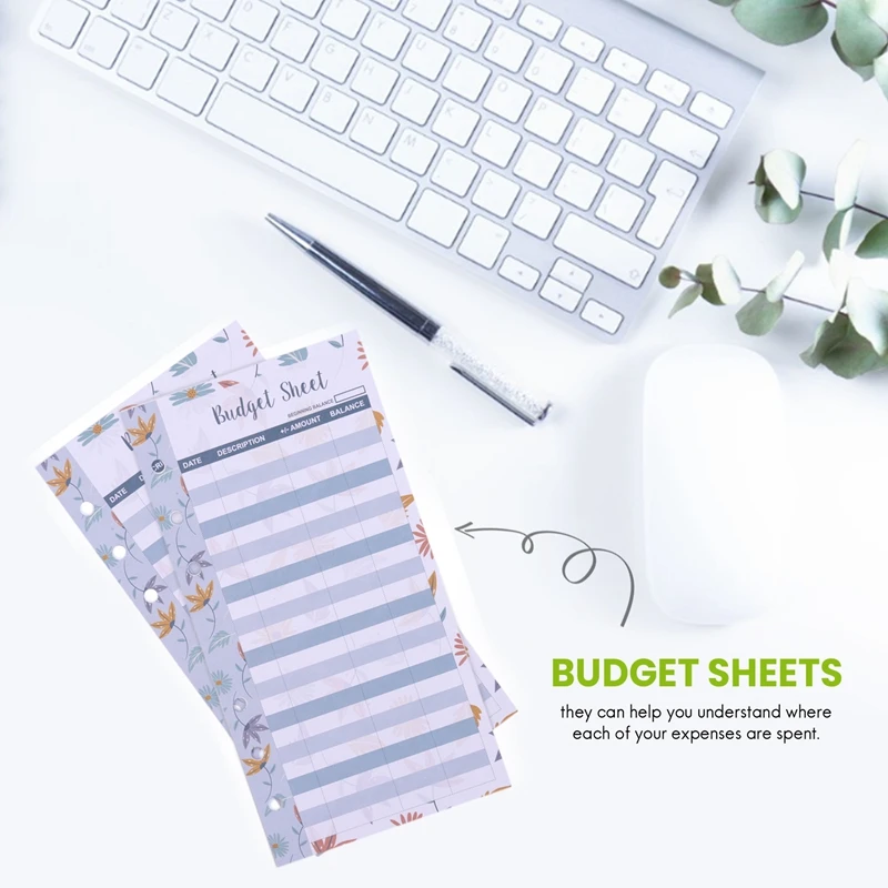 12 Expense Budget Sheets, Money Organizer For A6 Budget Binder -For Cash & Ledger Book, For Wallet, Budget Planner