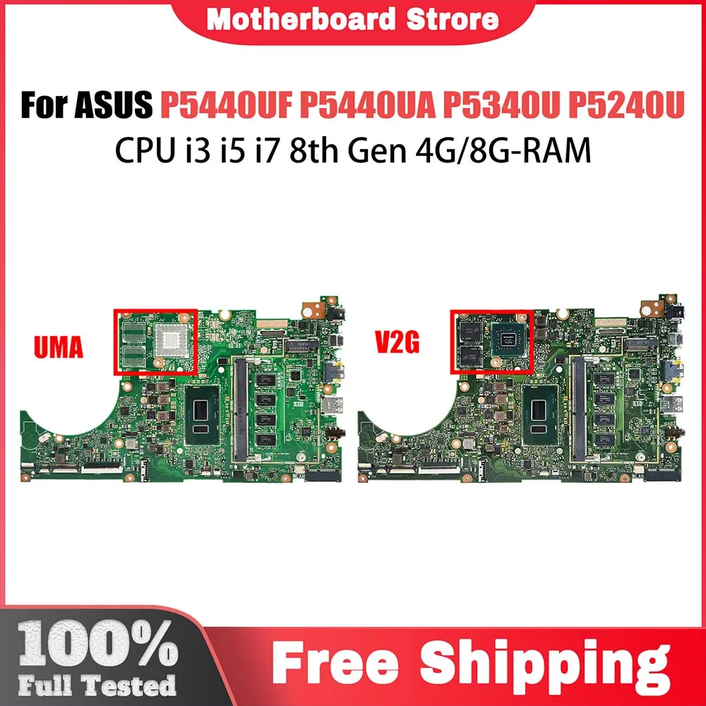 

P5440UF Laptop Motherboard For ASUS ExpertBook P5440UA P5340UF P5340UA P5240UF P5240UA P5440U i3 i5 i7 8th 4G/8G-RAM V2G