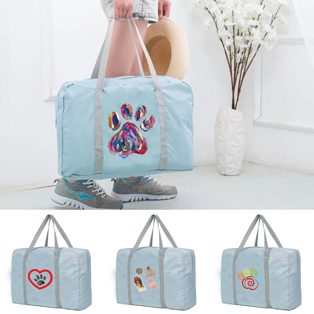 

Travel Bags Duffle Bag Large Capacity Unisex Weekend Organizers Clothes Storage Handbags Footprints Pattern Travel Accessories