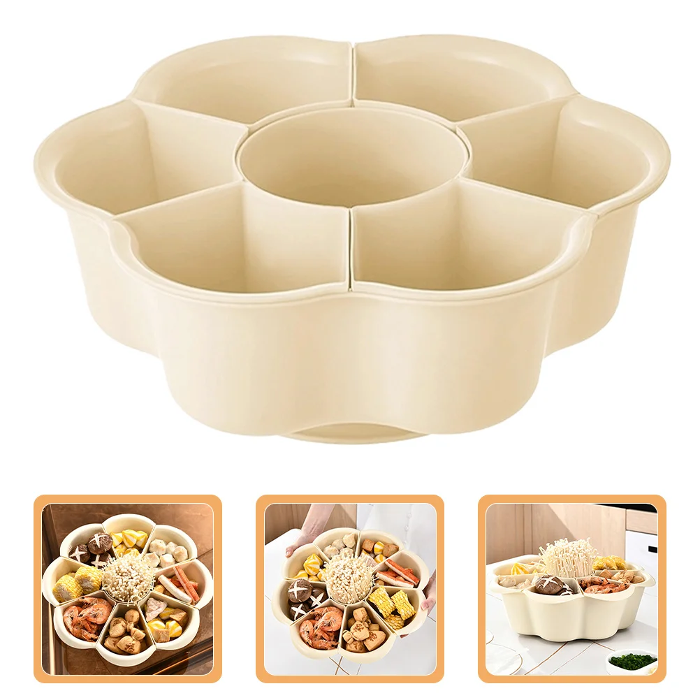 

Divided Serving Drain Platter Rotating Hot Pot Food Tray Multi-Grid Vegetable Fruit Basket for Party Hotel Use