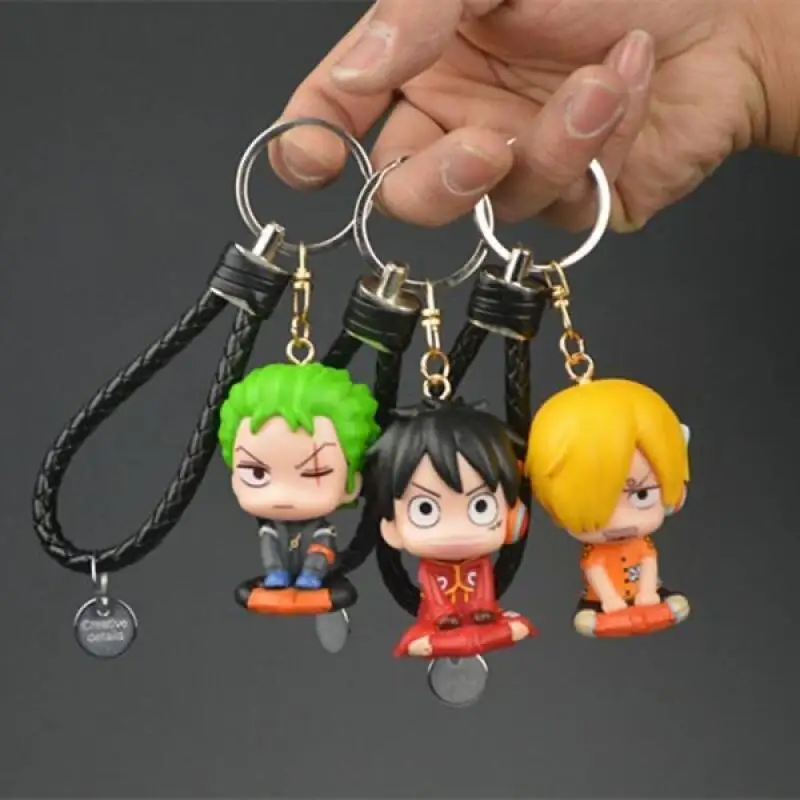 Anime One Piece Monkey D. Luffy Roronoa Zoro Cartoon Keychain Resin Material Decorative Backpack Pendant Birthday Gift Souvenir view 2