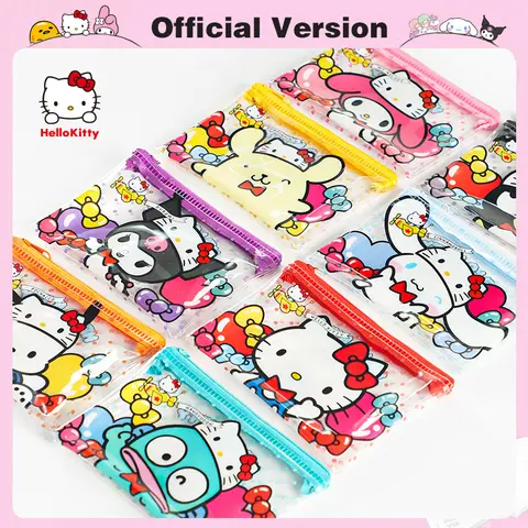 Sanrio Hello Kitty 50Th Anniversary PVC Waterproof Storage Bag Cinnamoroll Kuromi Melody Coin Lipstick Wallet Mini Card Bag Gift