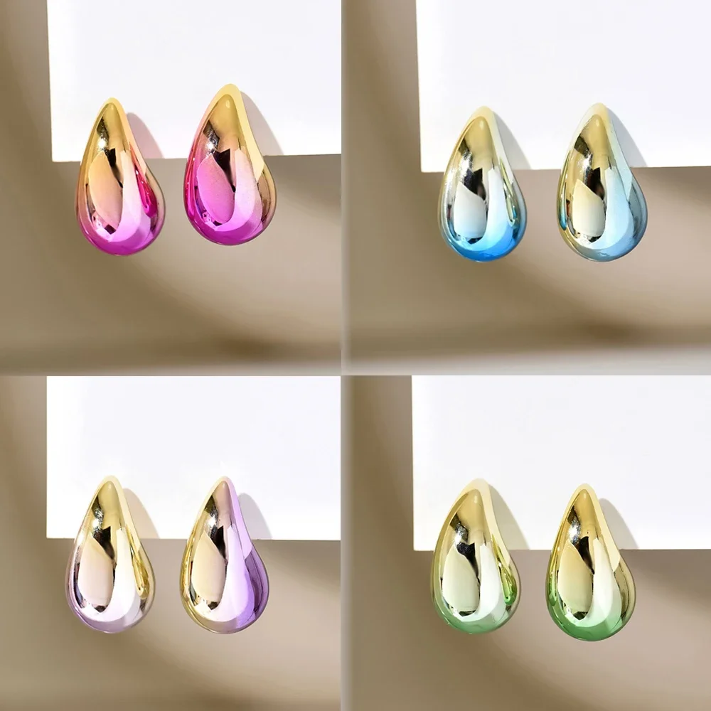 2024 neue Farbverlaufs-Wassertropfen-Ohrringe Dupes für Damen, modisch, dick, bunt, Tropfenohrring, leichter Schmuck, Geschenke