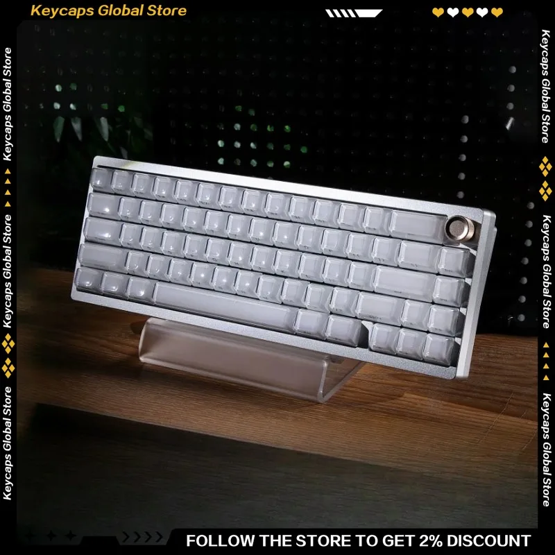 

Womier Crystal Jelly 2.0 Keycaps Set White Transparent Crystal Texture Premium Clear PC Custom Keycaps Replacement Accessories