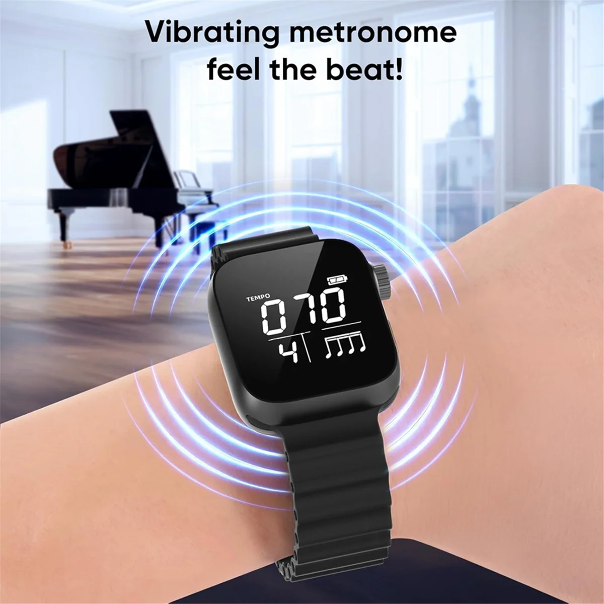 ABJQ Vibrating Metronome, Wearable Digital Metronome for Instruments and Sports Fitness, Tempo Beat Rhythm Watch Metronome