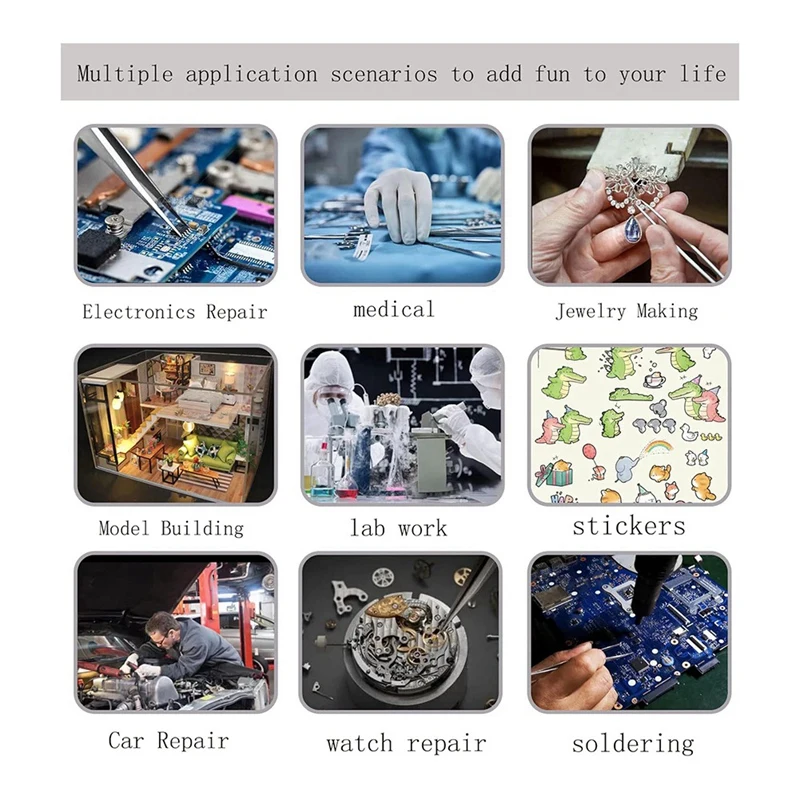 5Pcs Precision Tweezers Set - Anti - Static Stainless Steel Tweezers For Electronics, Jewelry Making And Laboratory Work Durable