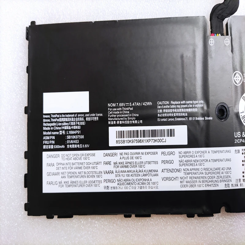 01AV453 01AV454 L16M4P91 L16L4P91 L16S4P91 SB10K97599 Laptop Battery For Lenovo 2018 Thinkpad X1 Tablet Gen G3 3RD 20KJ TP00089A