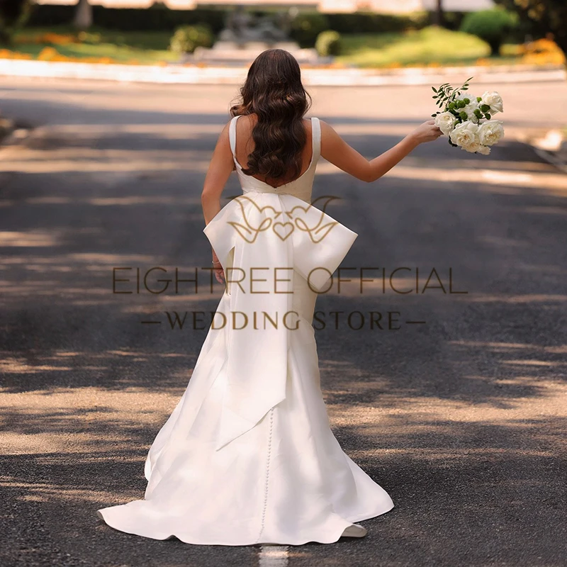 Eightree White Mermaid Wedding Dresses O-Neck Backless Sleeveless Bride Dress 2025 Boho Beach Wedding Prom Gowns Custom Size