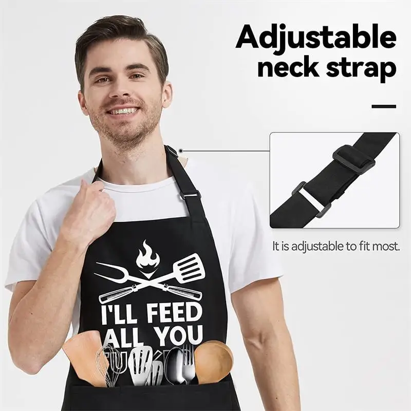 Hot Funny Alphabet Logo House Printing Kitchen Restaurant Cooking Chef\'s BBQ Man Woman Adjustable Neck Hanger Cleaning Apron