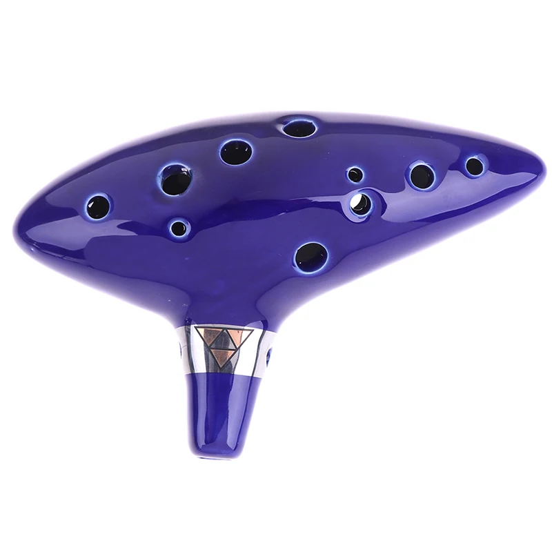 Flûte itude bleue TingOcarina 12 trous, flûte Alto C en céramique, légende d'Ocarina, flûte Ocarina inspirée du temps, 1PC