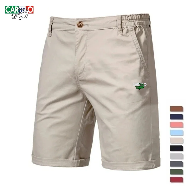 새로운 여름 남성 고품질 100% 코튼 캐주얼 반바지 세련되고 캐주얼하며 스포티하고 편안한 신축성 있는 허리 반바지