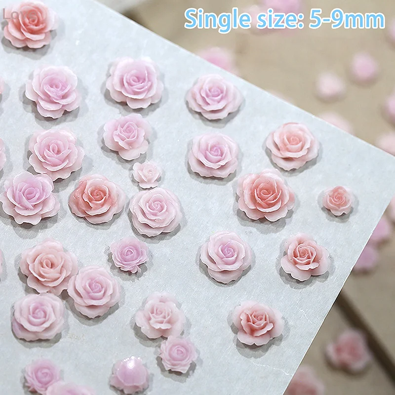 [L & P] 50 قطعة راتينج جديد لطيف صغير ثلاثية الأبعاد الأرجواني ارتفع مسمار الراين الأحجار الكريمة بريق مسمار الفن مجوهرات مانيكير مسمار الفن زينة