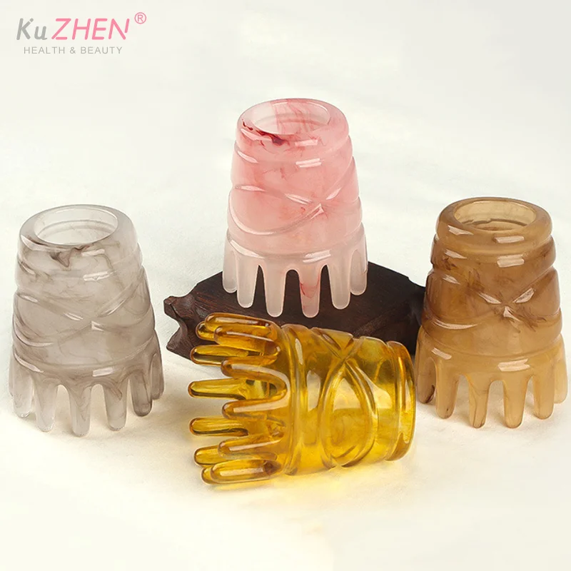 1pc Resin Hair Scrubbing Comb Head Massager Hair Care Meridian Scraping Scalp Massage Acupuncture SPA GuaSha Health Massage Tool