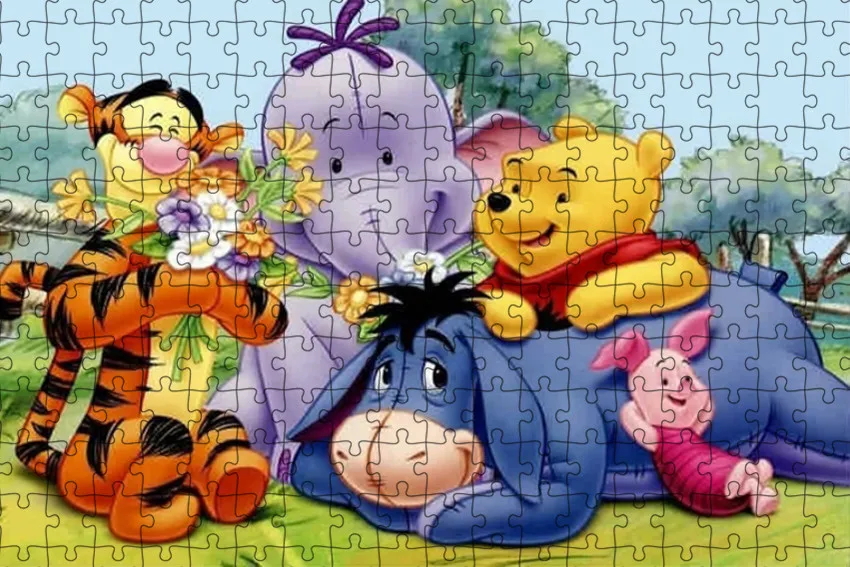 Rompecabezas de Winnie The Pooh para niños y adultos, rompecabezas creativo de madera de dibujos animados de Disney, creatividad, ensamblaje, juguetes educativos