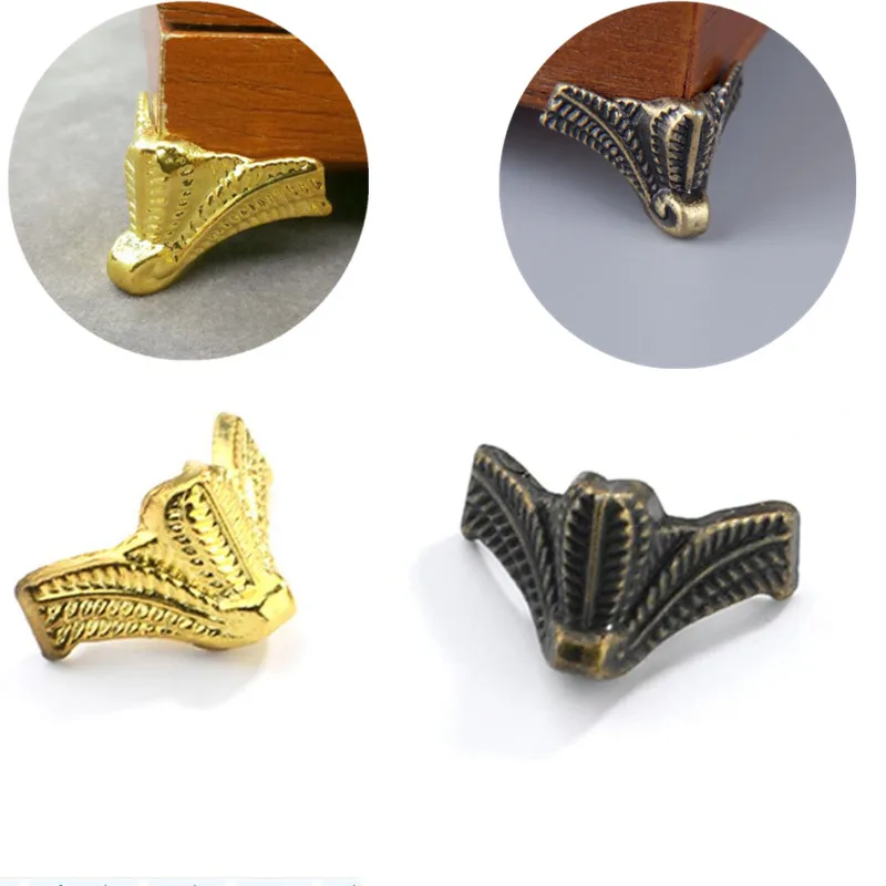 

4 шт. античный угловой защитный кронштейн Бронзовый коробочка для ювелирных изделий Деревянный Чехол Декоративные ножки металлическая фурнитура