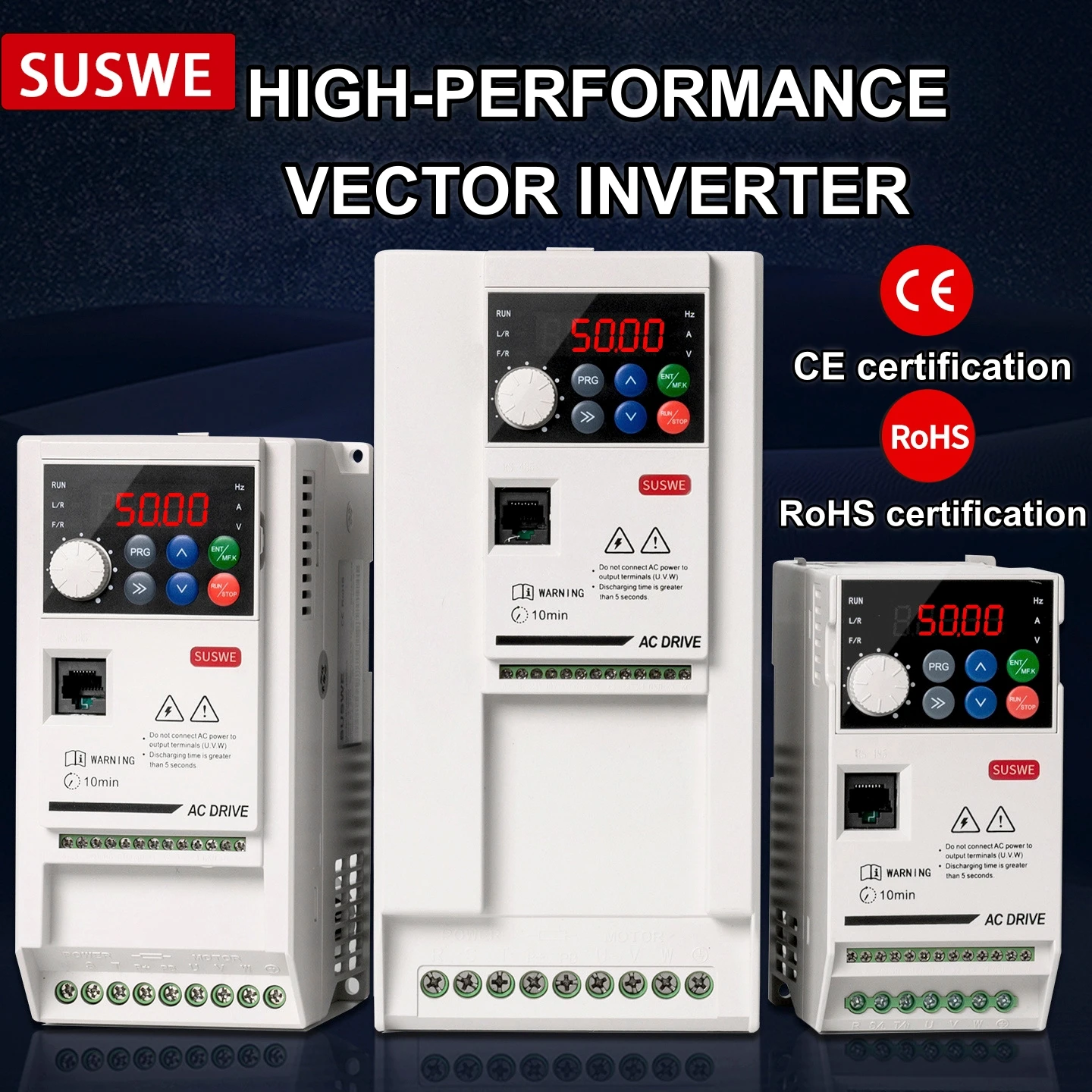 VFD 0.75/1.5/2.2/4/5.5kW/15kW Input 220V/380V, Three Phase Output 220V/380V Vector Frequency Converter, Motor Speed Controller