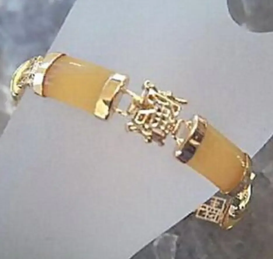 

Fine jewelry Yellow stone 18K Fortune Longevity Happiness Luck Link Clasp Bracelet Noble style Natural Fine j