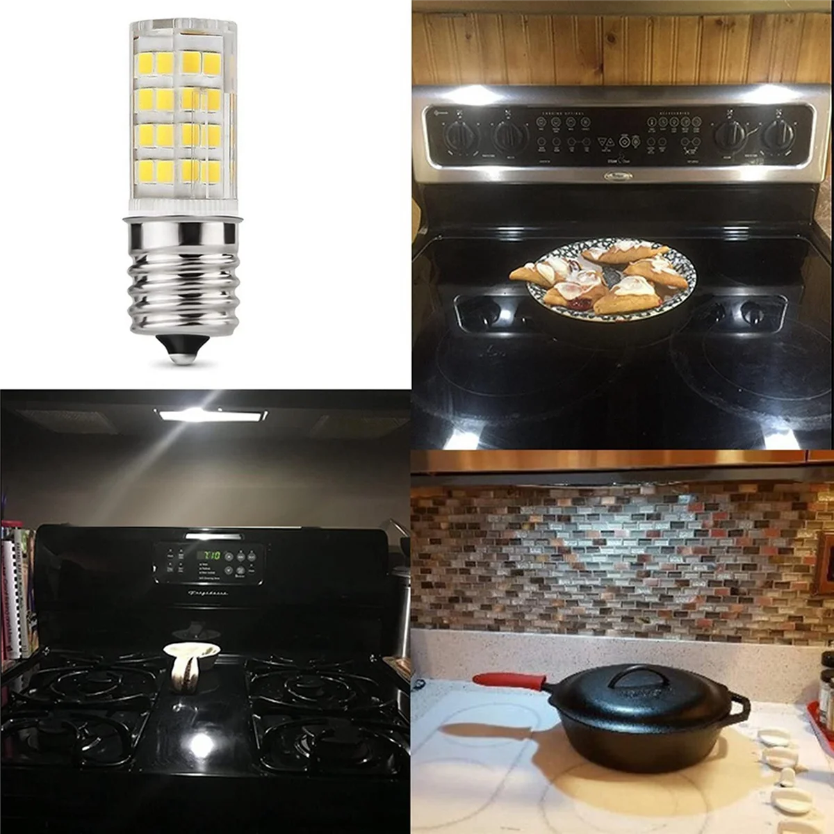LICE-4 Pak 4W Bohlam Oven Microwave E17 LED Dapat Diredupkan, Lampu Setara Halogen Siang Hari 6000K 40W, Bohlam LED E17