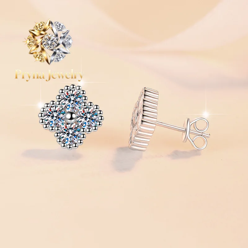 

Pryna Jewelry Light Luxury Fashion Earrings Women's 2.4CT Moissanite PT950 Platinum - Luxury grand style, 2.4CT sparkle, holid
