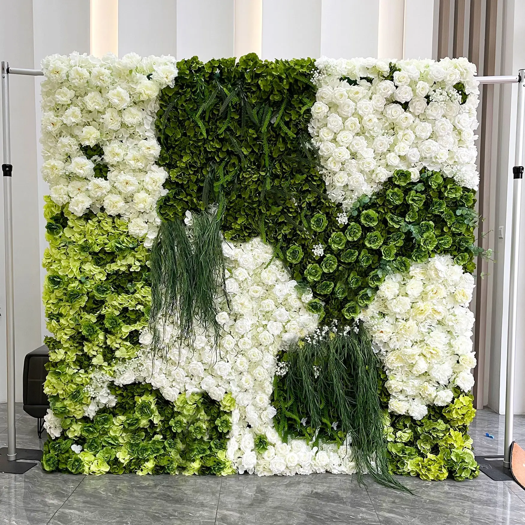 Cloth bottom simulation flower wall background wall gradual change color high density high layering wedding layout