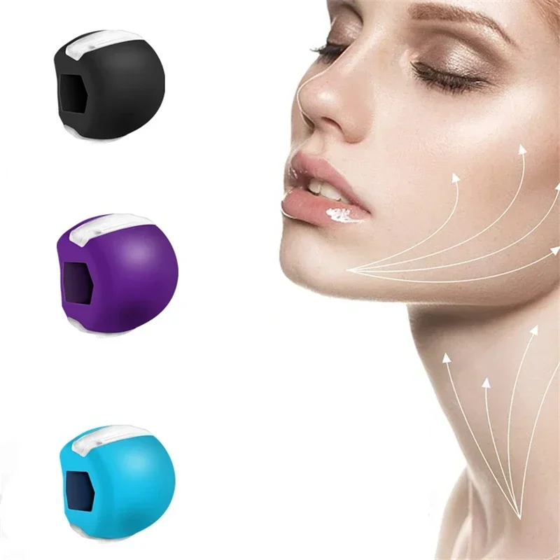 Jaw Exerciser Face Stress Ball Silica Gel Jawline Muscle Facial Toner Cheekbones Trainer Gym Fitness Exercise Equipment Lanyard