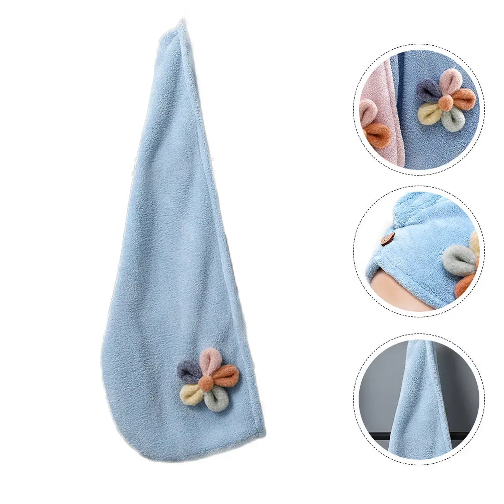 

Coral Fleece Dry Hair Hat Quick drying Blue Color Microfiber Towel Bath Cap Super Absorbent Hair Makeup Removal Travel SPA