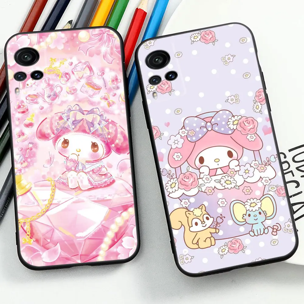 Cartoon My Melody Cute Phone Case For VIVO V29E V29 V27 V27E V25 V23 V23E V21 V21E V20 X90 X80 X70 X60 X50 Z1 Pro 5G Cover Cqoue