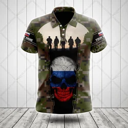 Customize Slovakia Skull Graphic Camo Polo Shirt Summer Unisex Casual Streetwear Men's Fashion Loose Jersey Oversize Sportswear