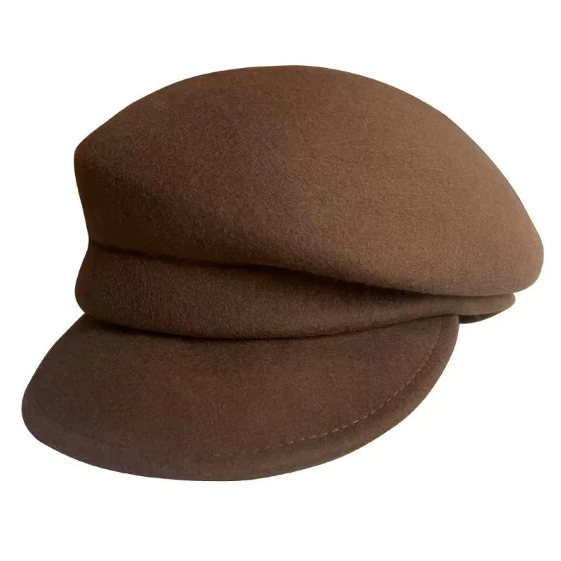 

2025 Wool Beret Same Style Autumn/Winter Black Versatile Knight Hat Women's Newspaper Boy Hat Women's
