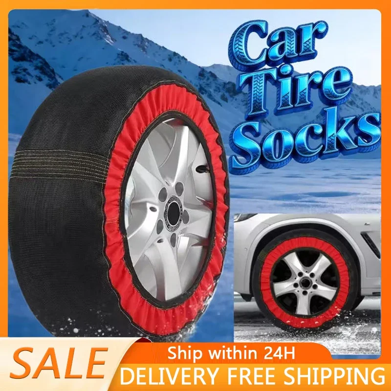 2PCS Winter Car Tire Anti-Skid Socks Emergency Traction Gear for Snow Mud Roads Universal Auto Safety Tire Cover