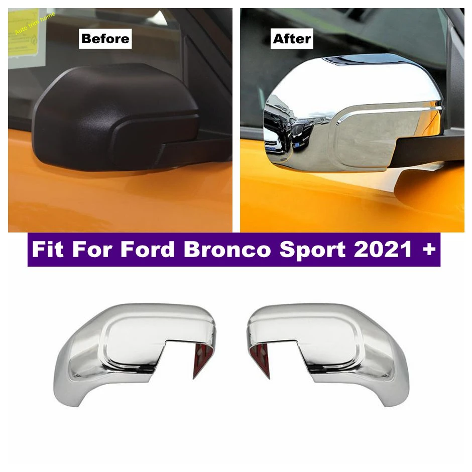 

ABS Chrome Door Rearview Mirror Decoration Protector Shell Cover Housing Trim For Ford Bronco Sport 2021 - 2024 Car Accessories