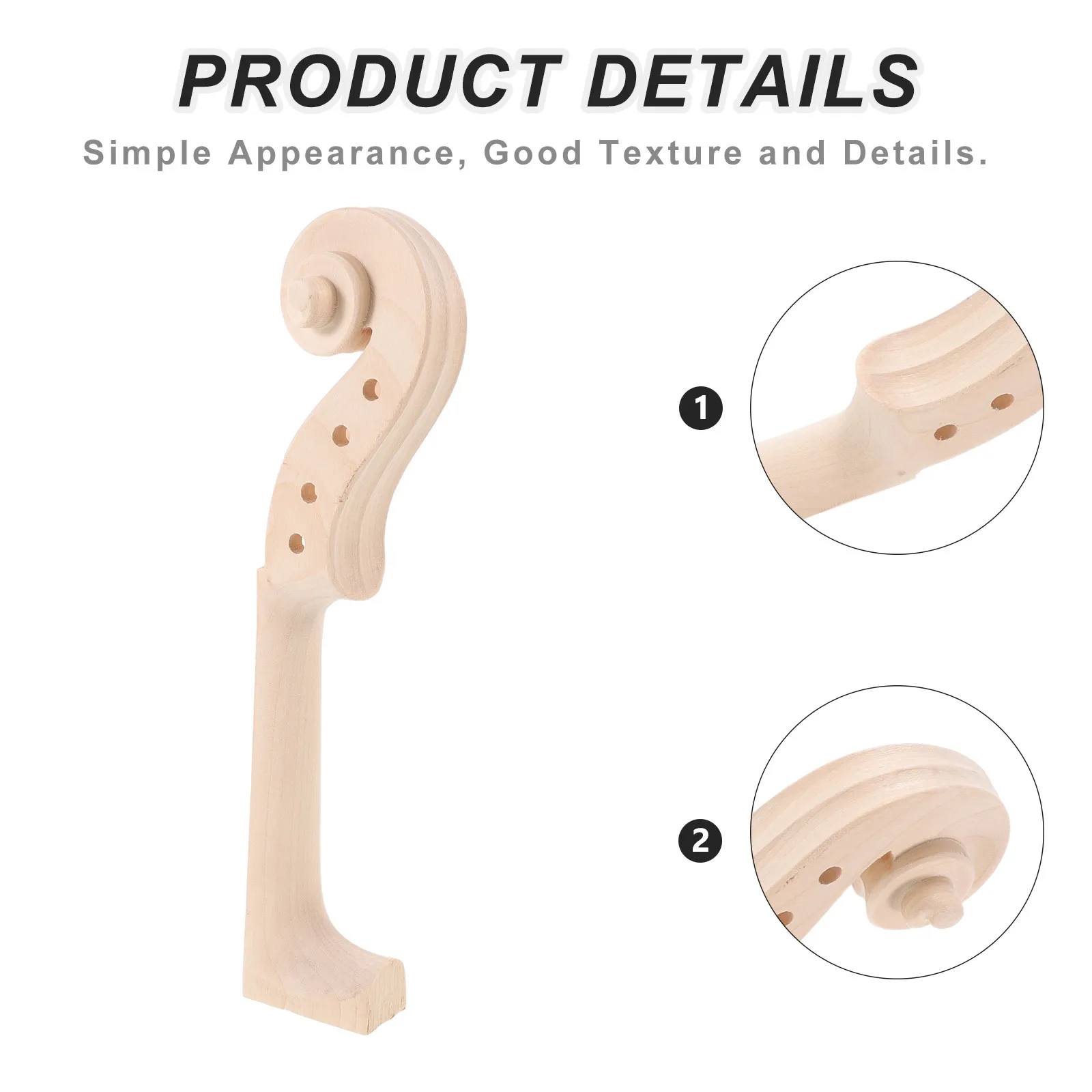 Violin Scroll Head Carved from Solid Maple Wood Ideal for Violin Repair Luthier Workshop Restoration Projects and Music