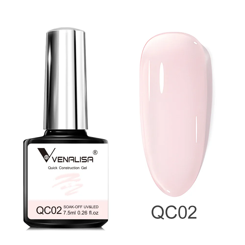 VENALISA 7,5 ml Schnellbau-Gel, halbtransparentes, geleefarbenes Nagelgel-Nagellack-Stärkungsgerät, Soak Off UV LED Nude Pink Gel