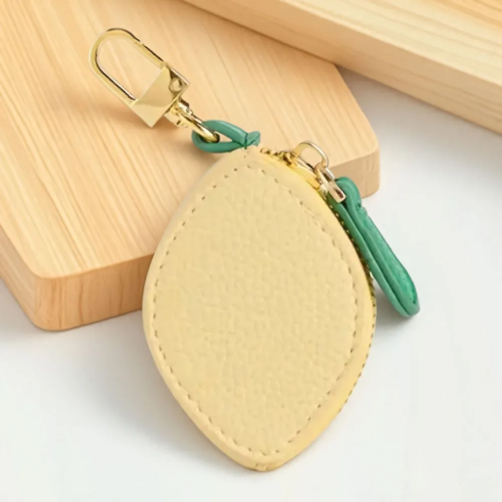 

Mini Cute Fruit Shape Coin Purse Zipper Strawberry Kid's Coin Pouch Lemon PU Leather Bag Keychain Pendant Storage Bag