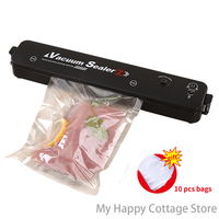 220V/110V Vacuum Sealer Packaging Machine with Free 10pcs Vacuum bags Household Black Food Vacuum Sealer