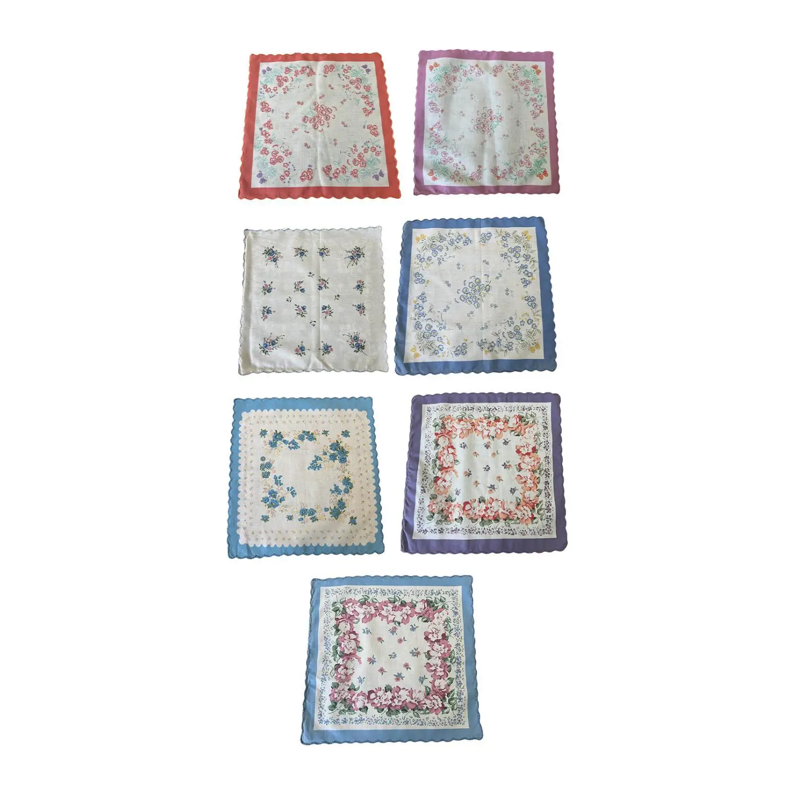 7Pcs Cotton Handkerchief 11.8x11.8inch Colorful Floral Print Womens Handkerchiefs Wipe The Sweat Towels Kerchief Classic Hankies