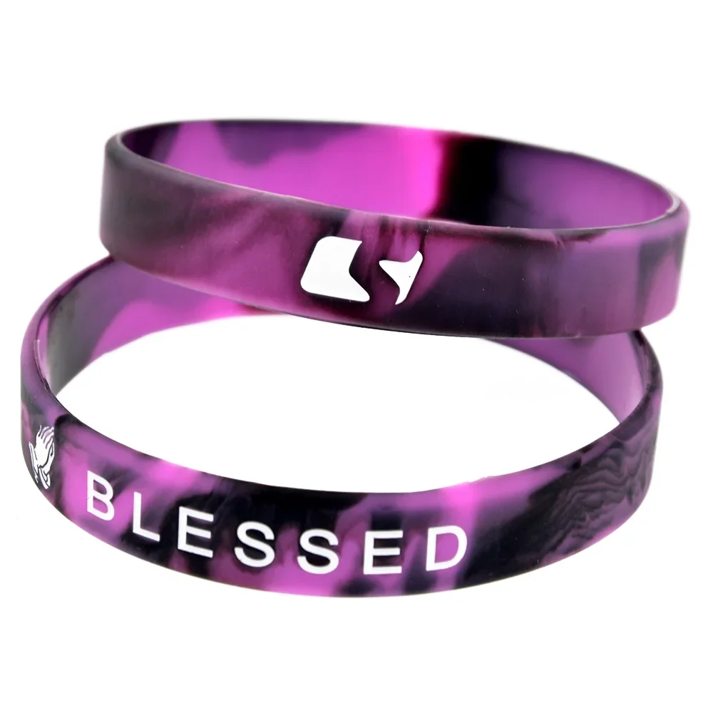 50 Stück modische Armreifen in gewirbelten Farben, gesegnetes Silikon-Gummi-Armband, christliche Armbänder – Detail 9