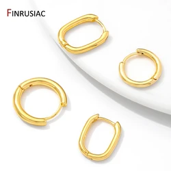 Fashion 18K Gold Color Brass Simple Hoop Earrings for Women Circle Piercing Round Ring Hang Earrings Wholesale