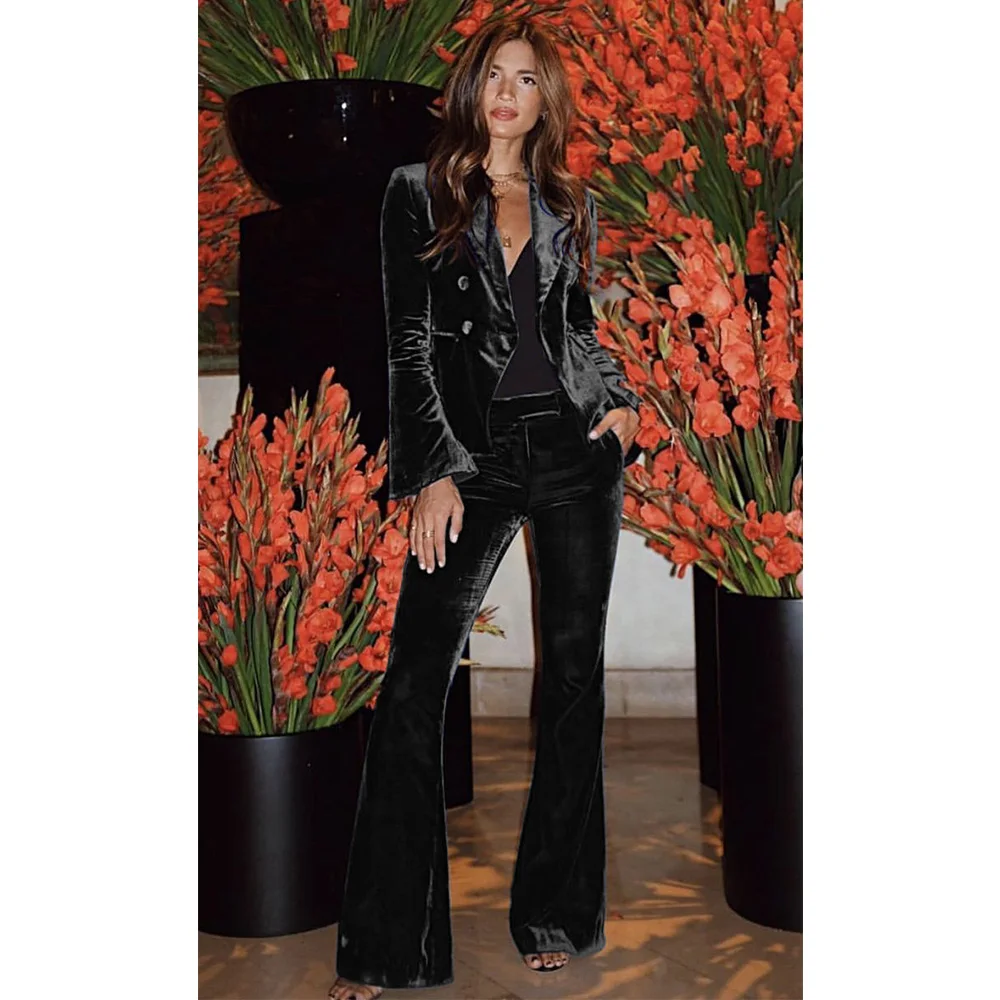 Women's Two Piece Suit Two Pieces Formal Woman Elegant Women's Suits Slim Fit Bell-bottoms Fashionable Design Suit Womens Set