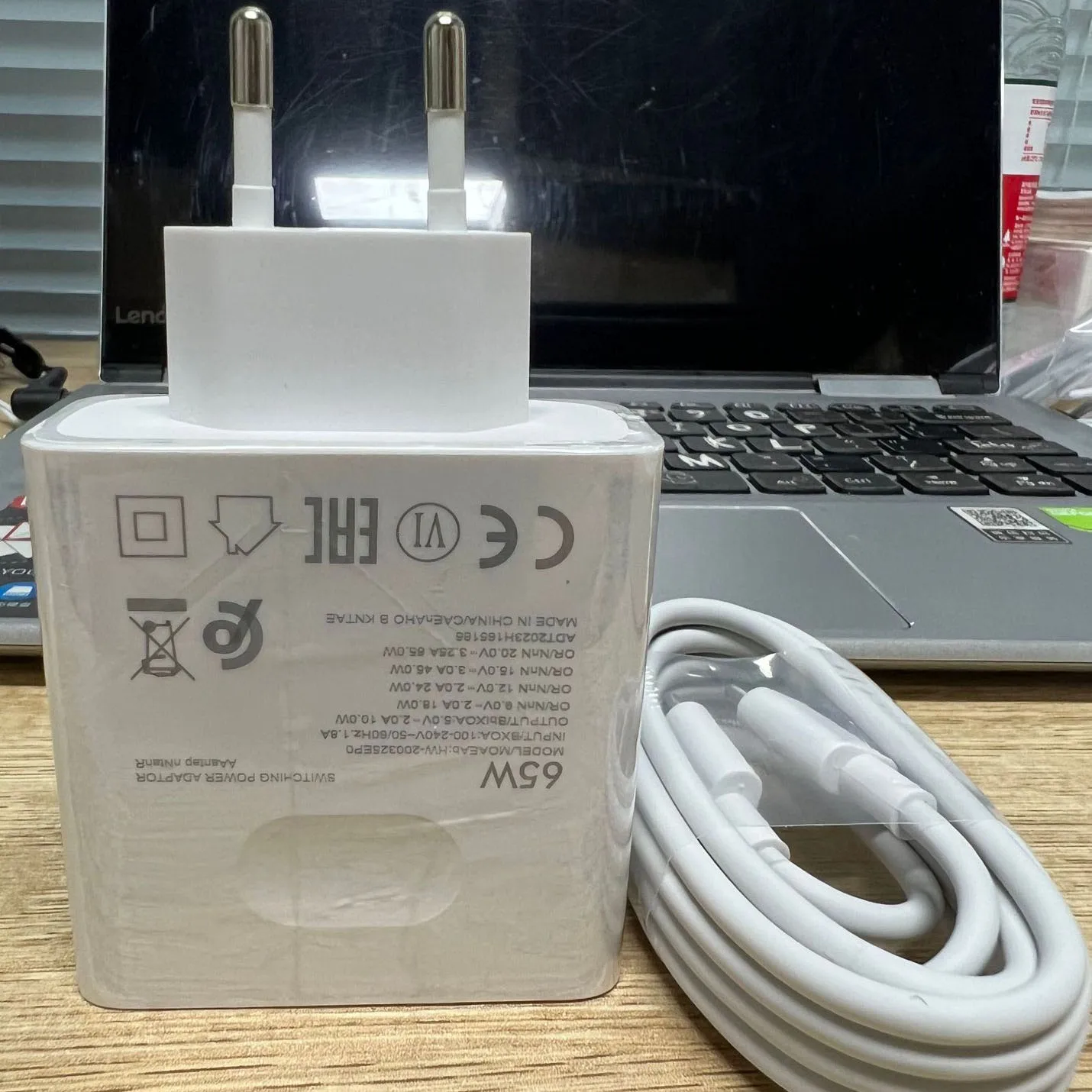 65W Super Charger for Xiaomi Huawei Matebook 13/14 with EU Plug USB C Power Adapter for Laptop 2M 6 Core USB C to Type C Cable