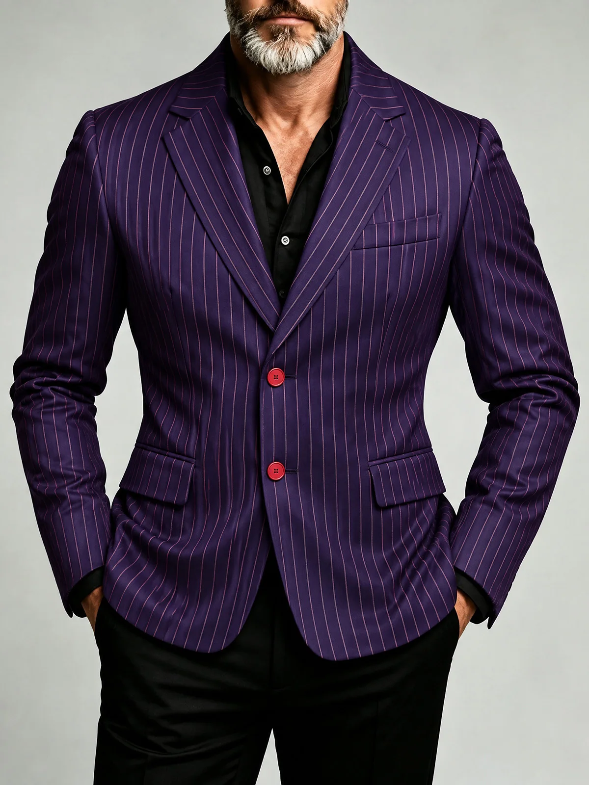 Men Vertical Pinstripe Blazer Elegant Peak Lapel Single Breasted Long Sleeve Slim Fit Business Suit Wedding Guest Party Jacket