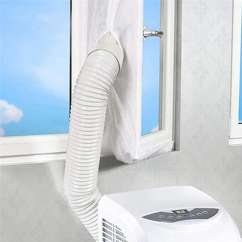 Kit de janela ac portátil sem broca, 4m, para ar condicionado móvel, fixação de ventilação, pano de vedação de batente